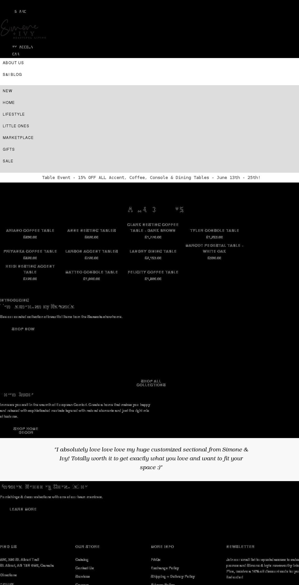simoneandivy.ca shopify website screenshot