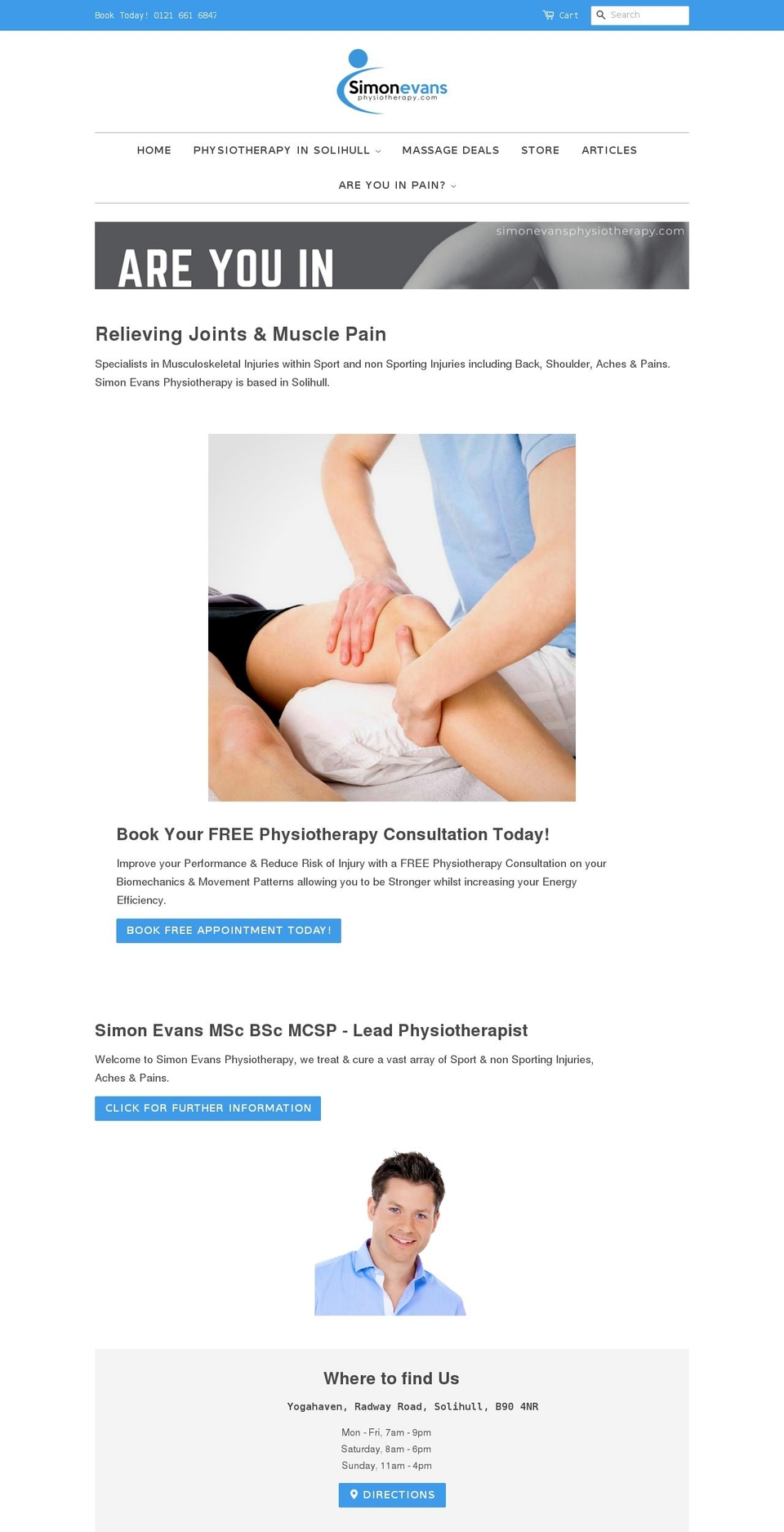 simonevansphysiotherapy.com shopify website screenshot