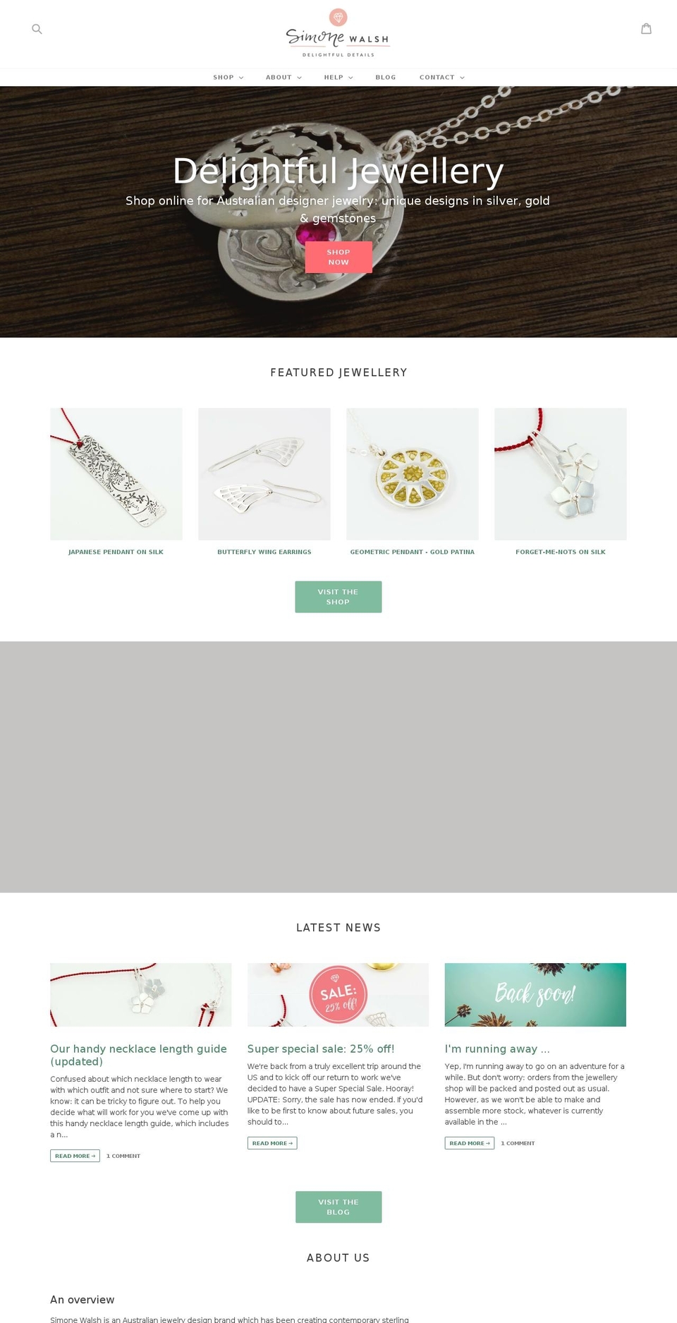 simonewalsh.com shopify website screenshot