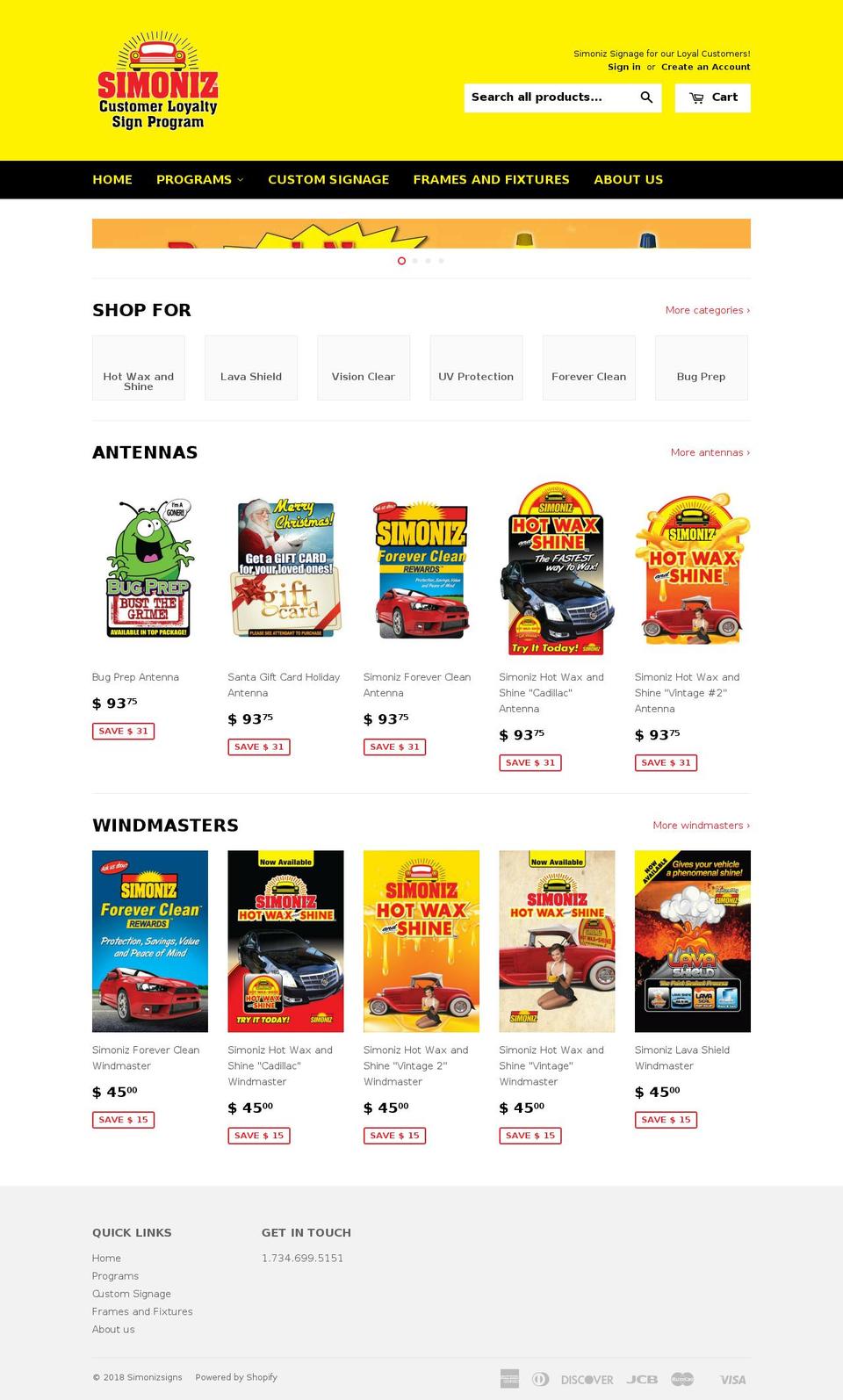 simonizsigns.com — Shopify storefront screenshot