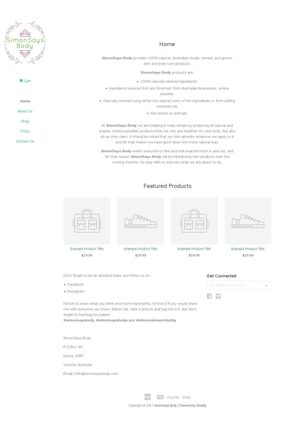 simonsaysbody.com shopify website screenshot