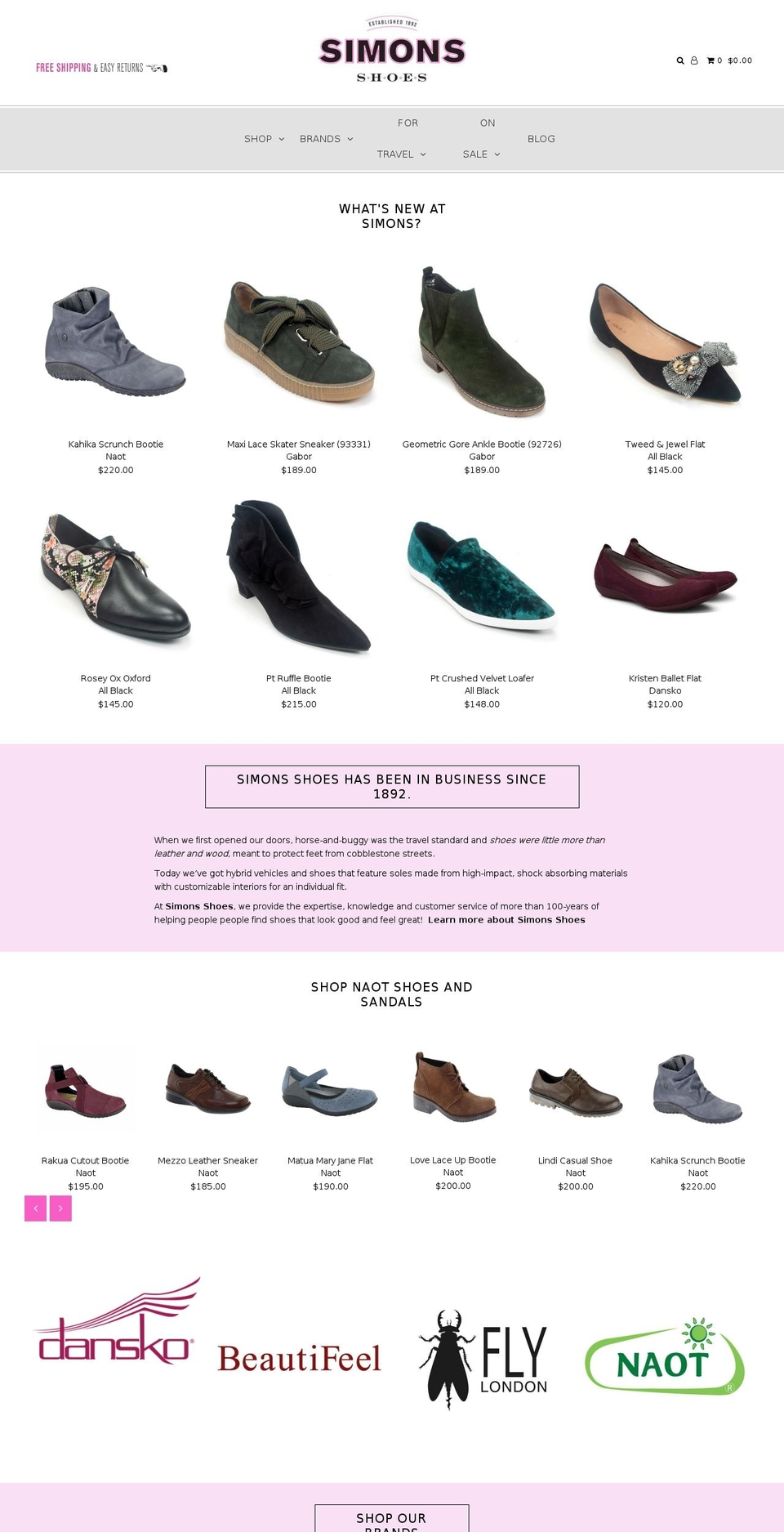 simonshoes.com — Shopify storefront screenshot