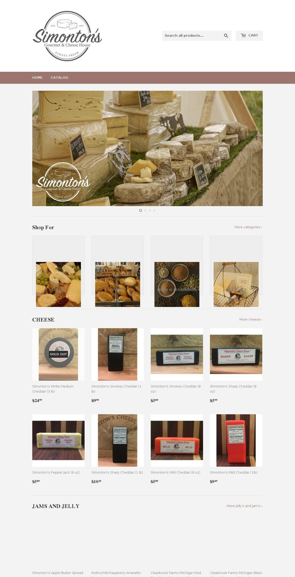 simontonscheese.com — Shopify storefront screenshot