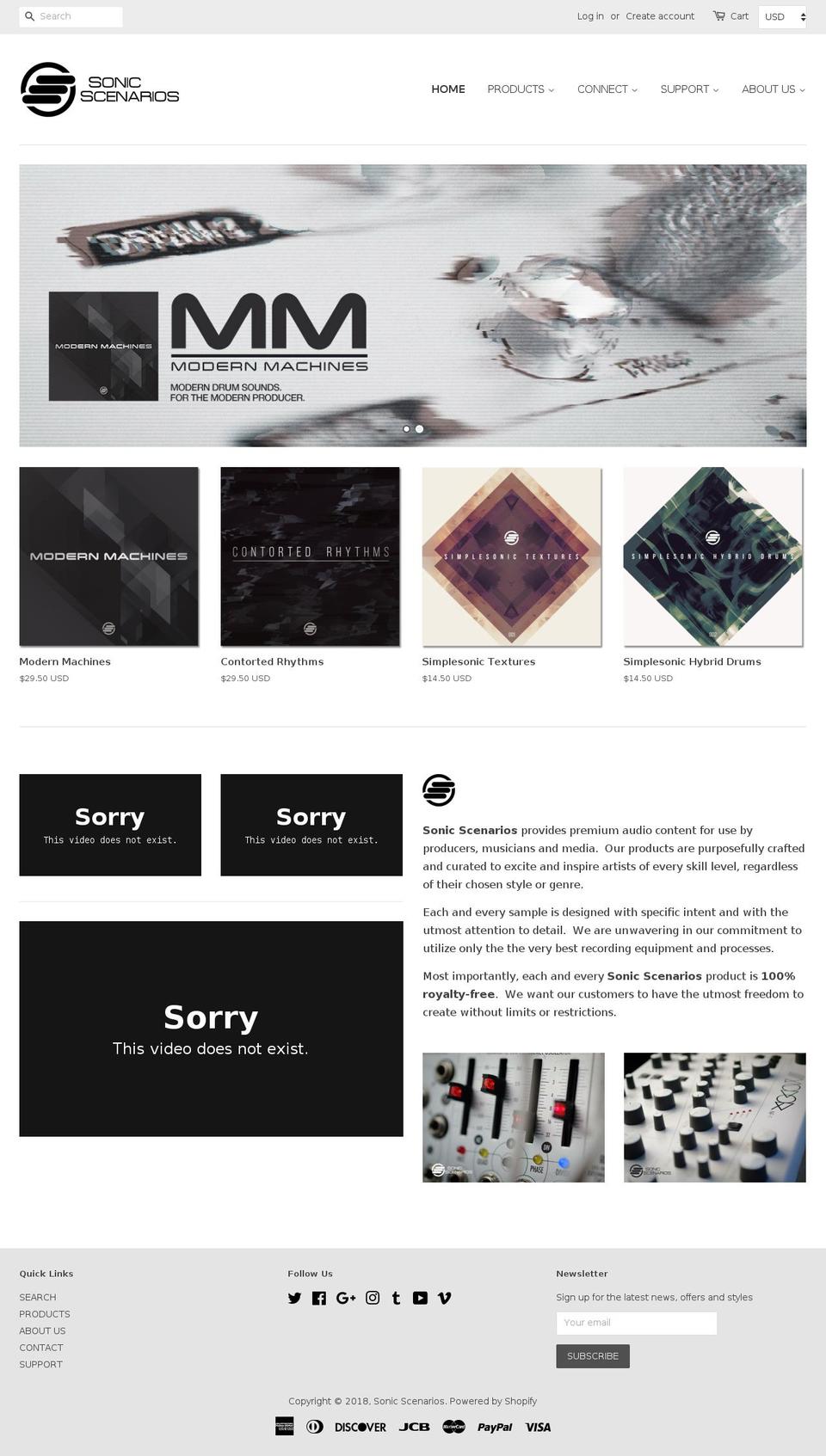 simple-sonics.com shopify website screenshot
