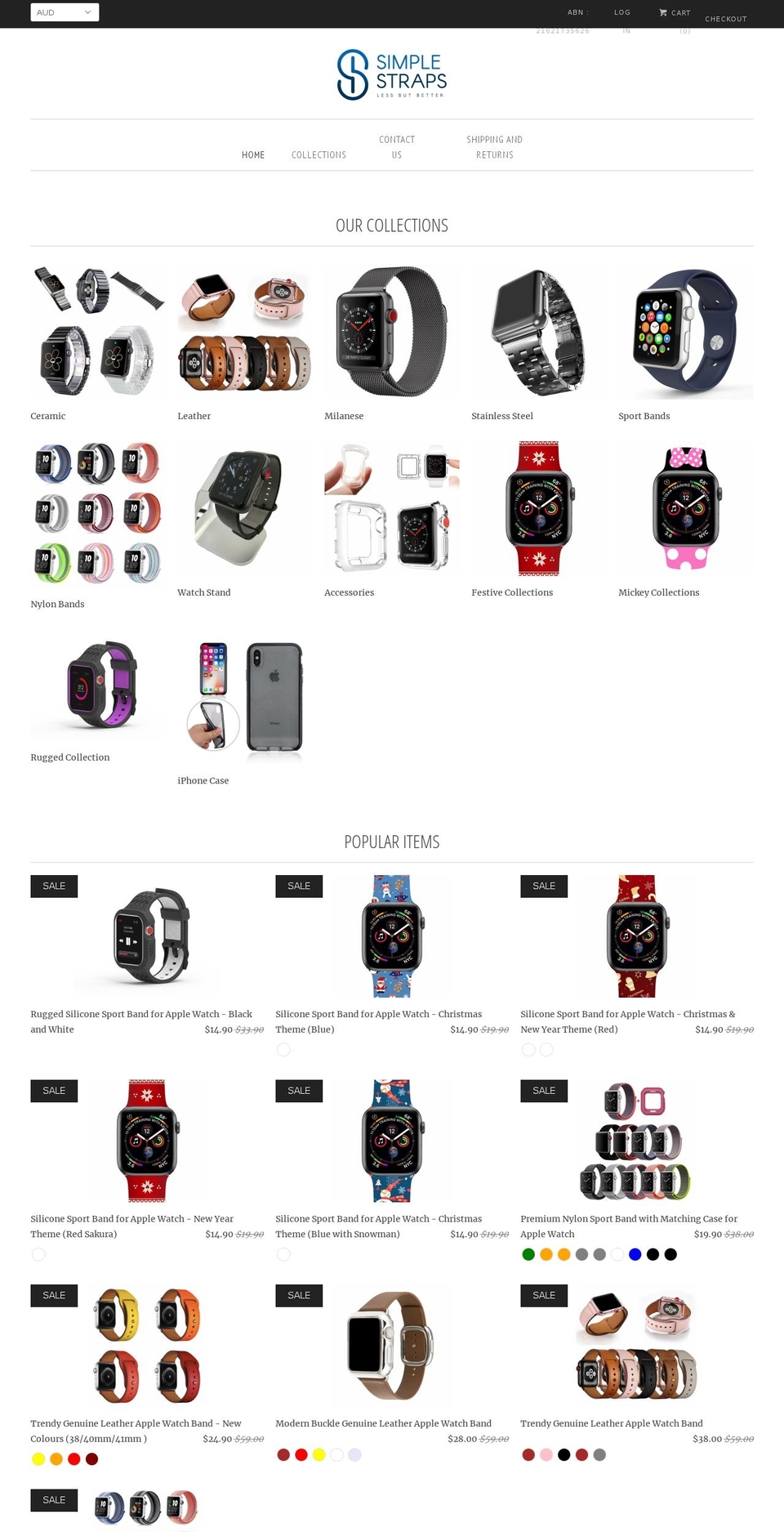 simple-straps.com.au shopify website screenshot