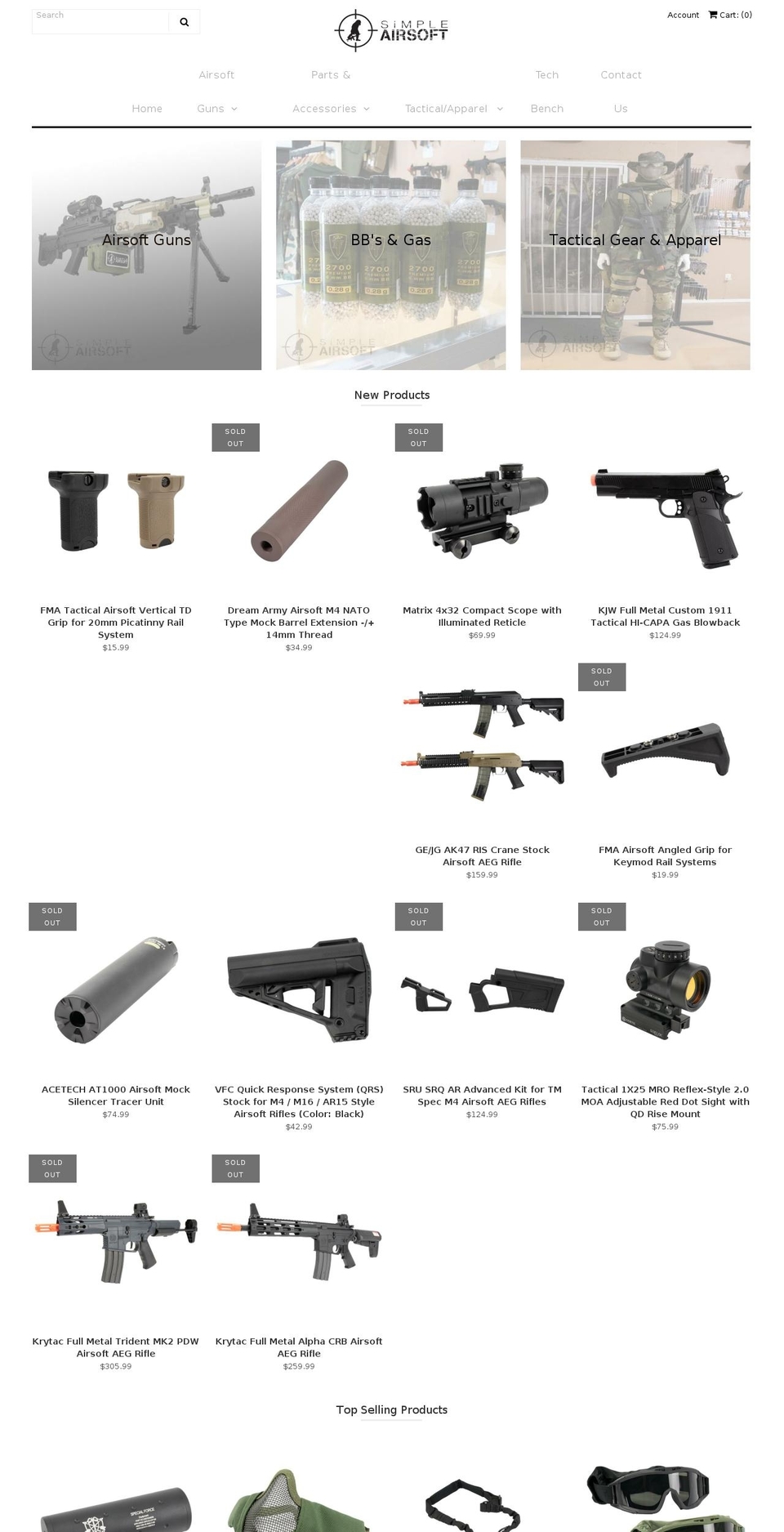 simpleairsoft.com shopify website screenshot