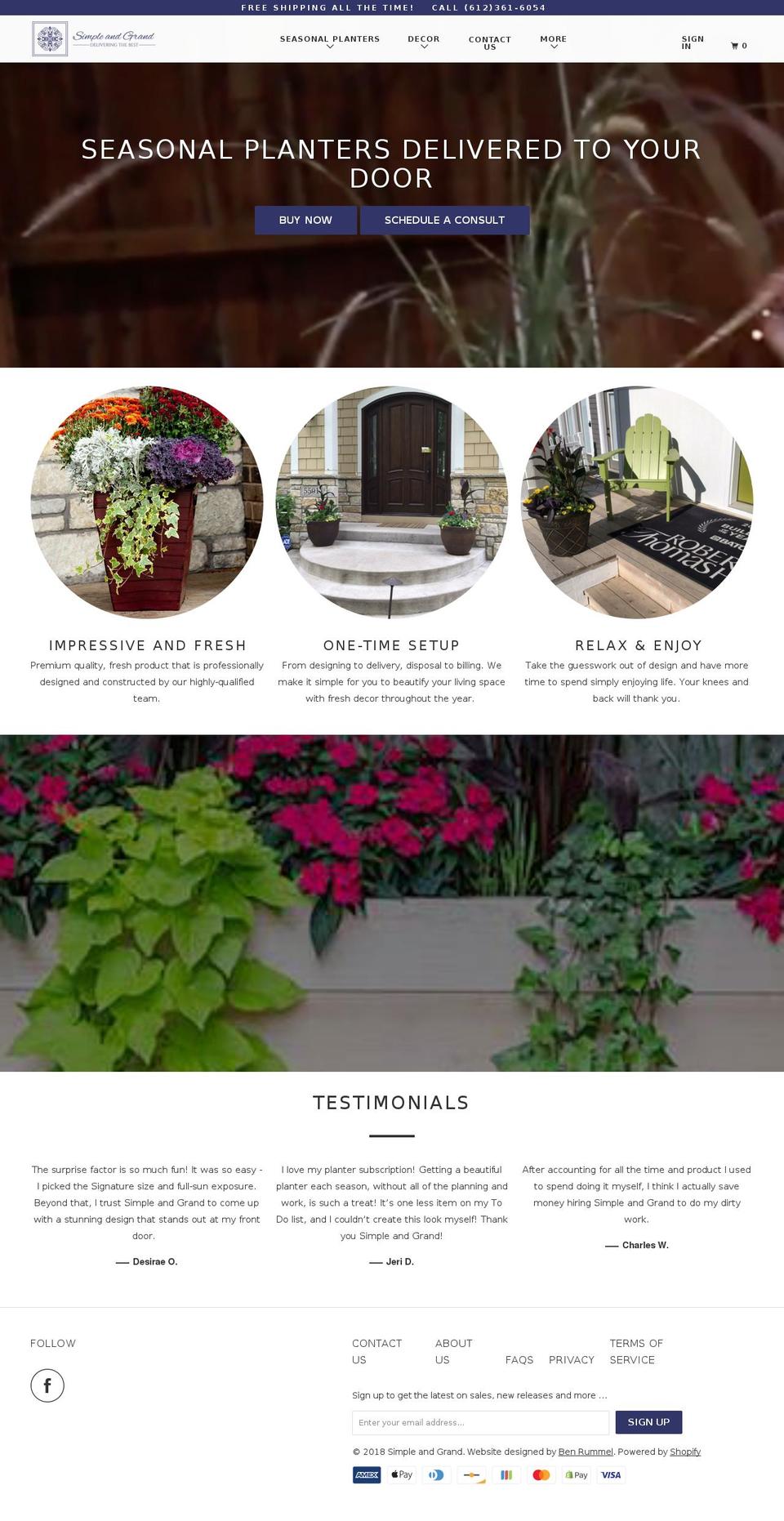 simpleandgrand.com shopify website screenshot