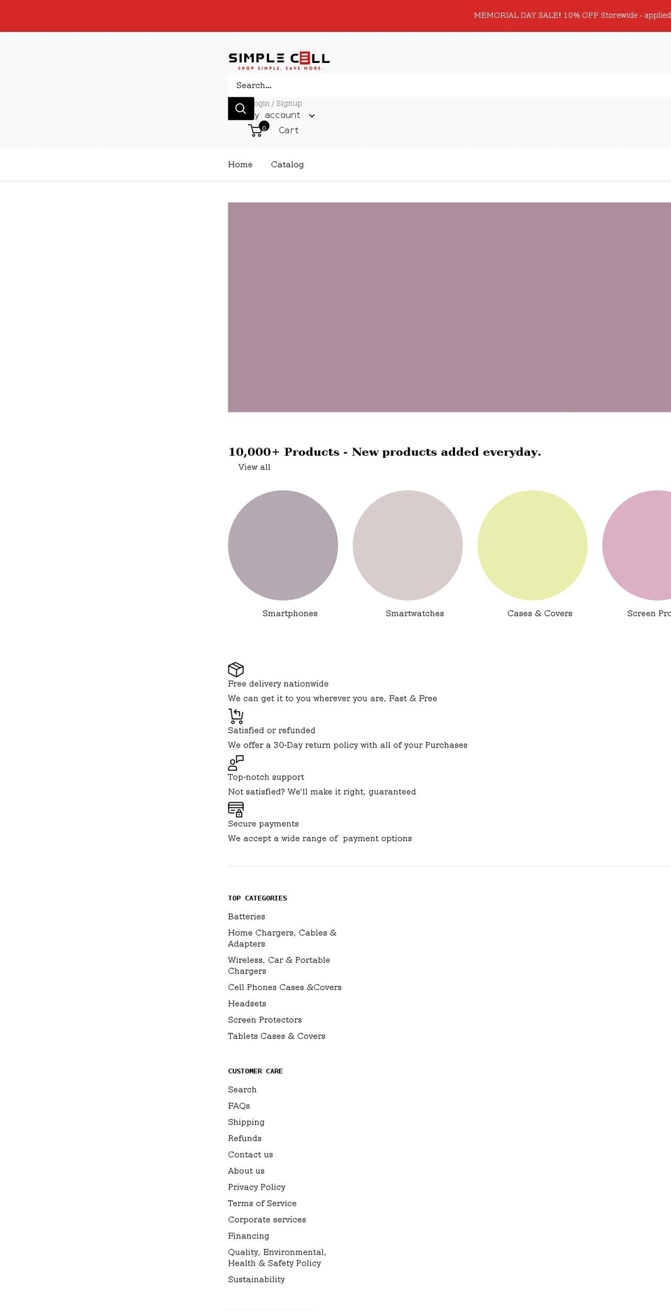 simplecellshop.com shopify website screenshot