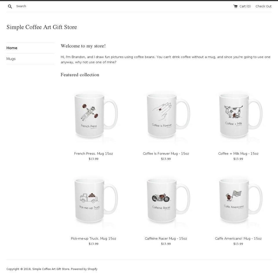 simplecoffeeart.com — Shopify storefront screenshot