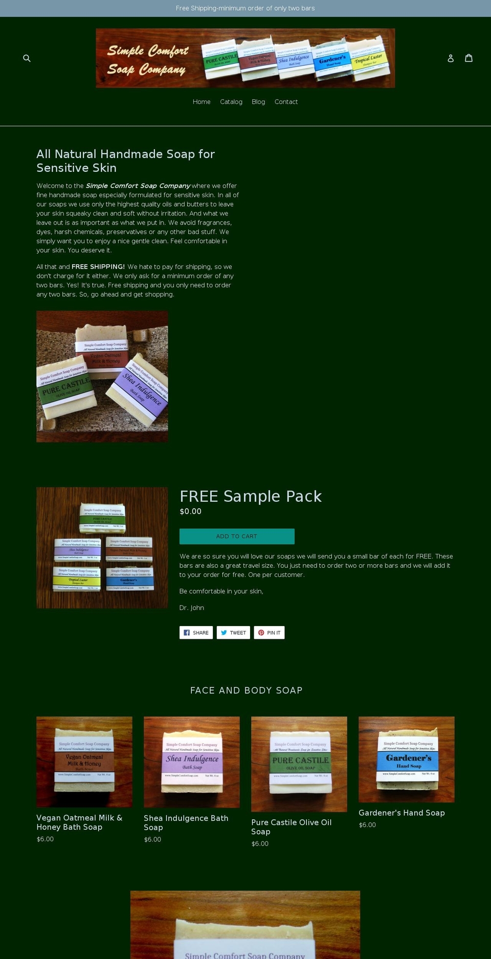 simplecomfortsoap.com — Shopify storefront screenshot
