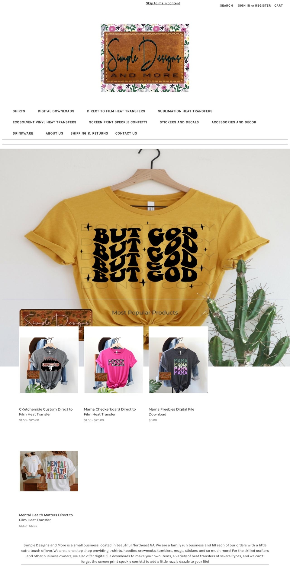 simpledesignsandmore.com shopify website screenshot