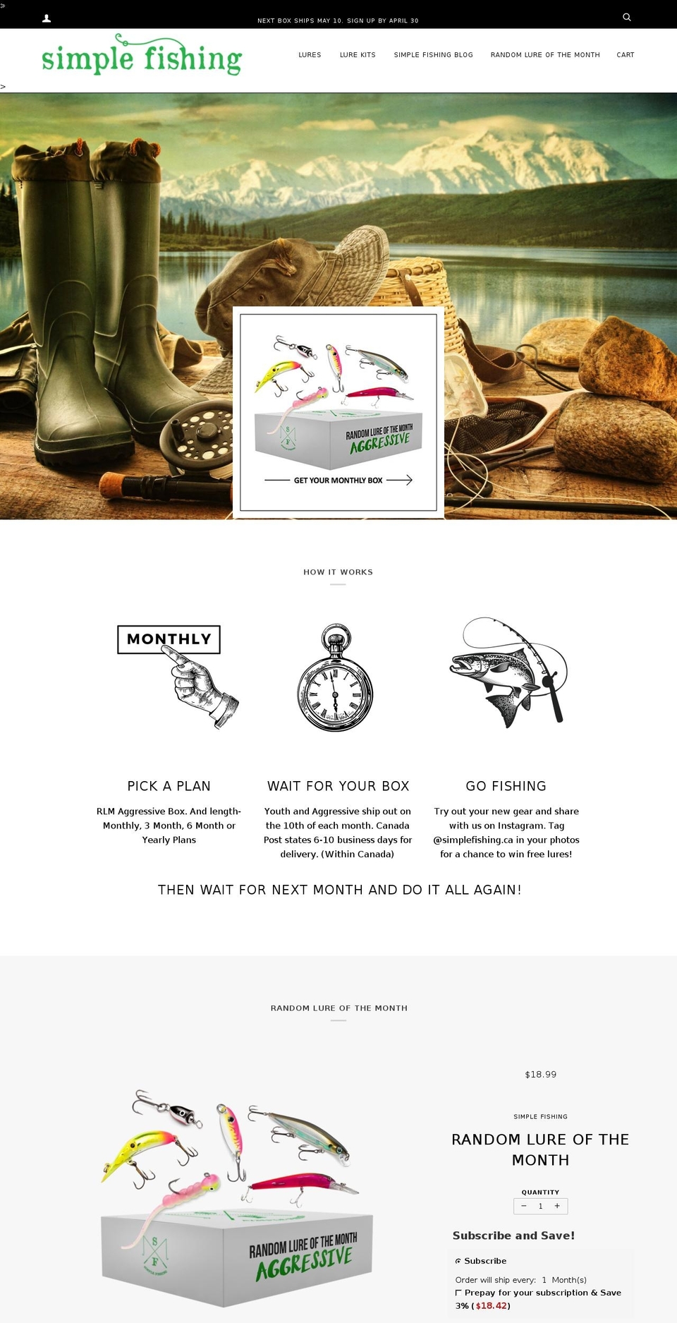 simplefishing.ca shopify website screenshot