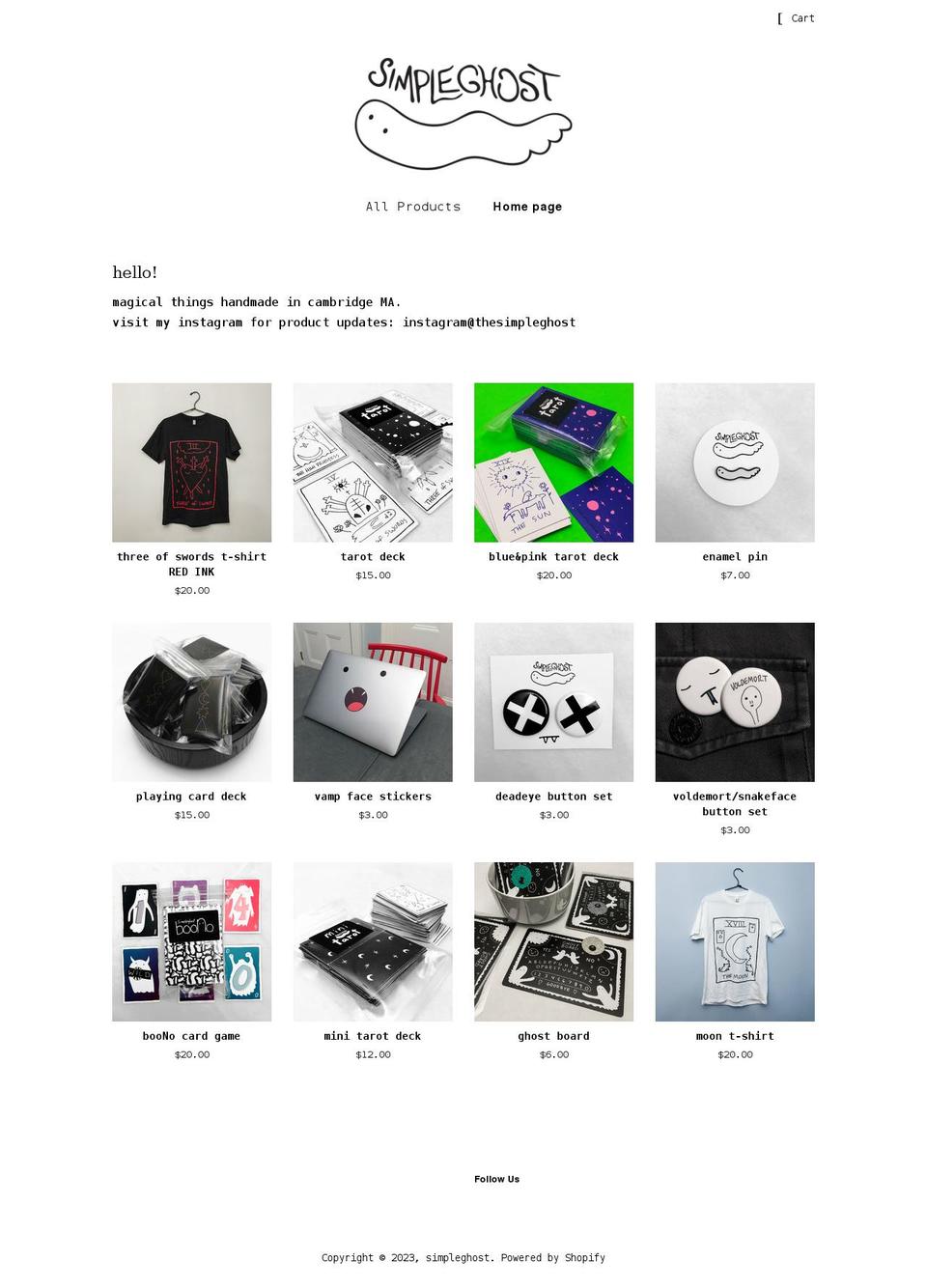 simpleghost.com shopify website screenshot