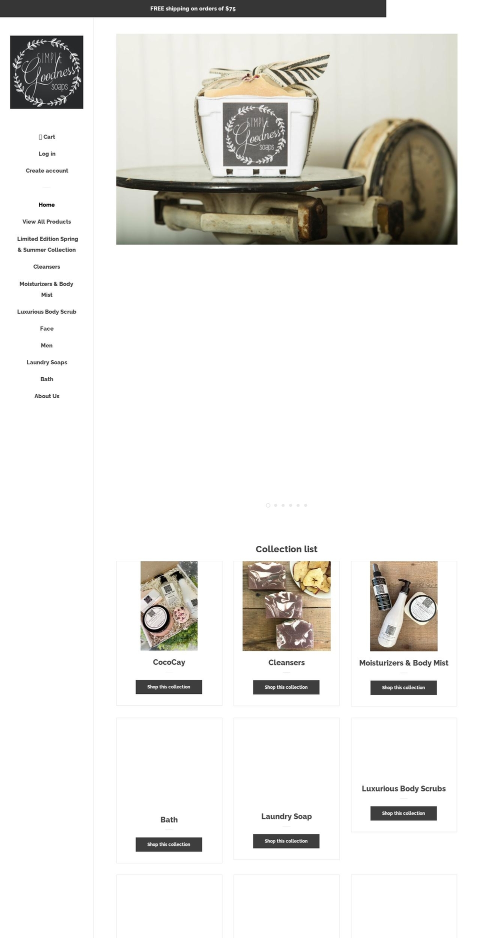 simplegoodnesssoaps.com shopify website screenshot