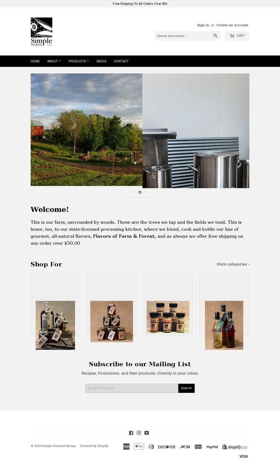 simplegourmetsyrups.com — Shopify storefront screenshot