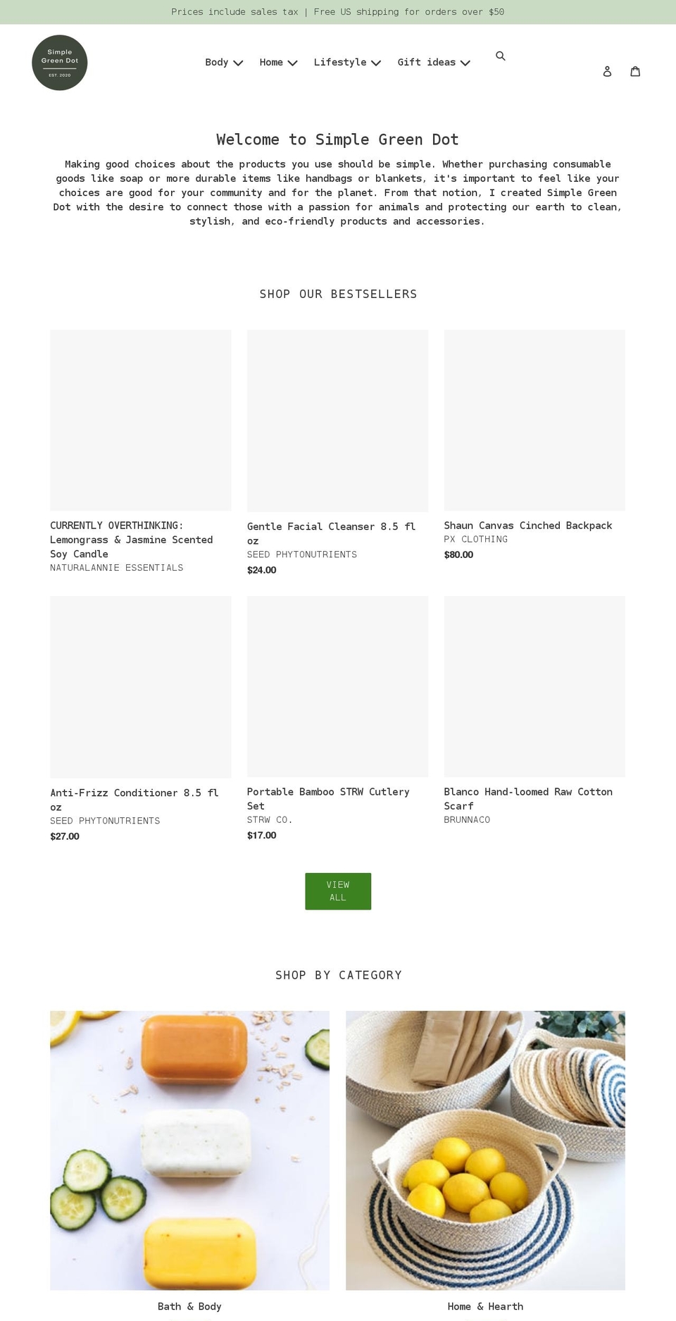 simplegreendot.com shopify website screenshot