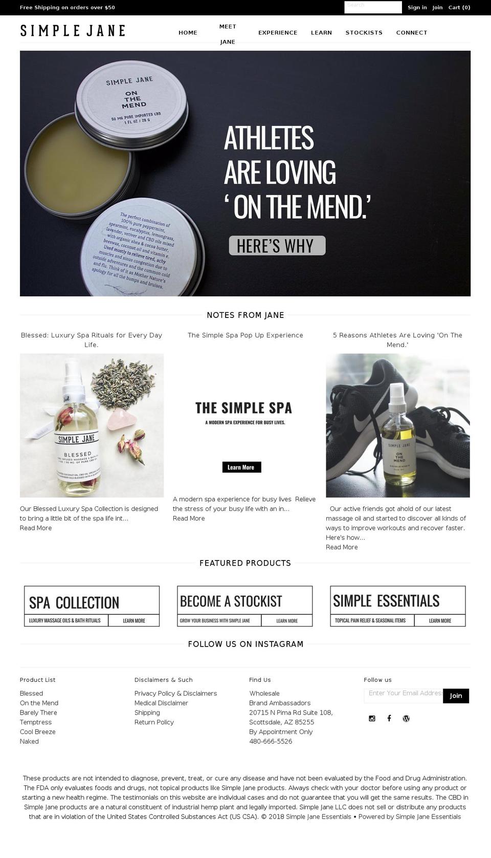 simplejanepleasures.com — Shopify storefront screenshot