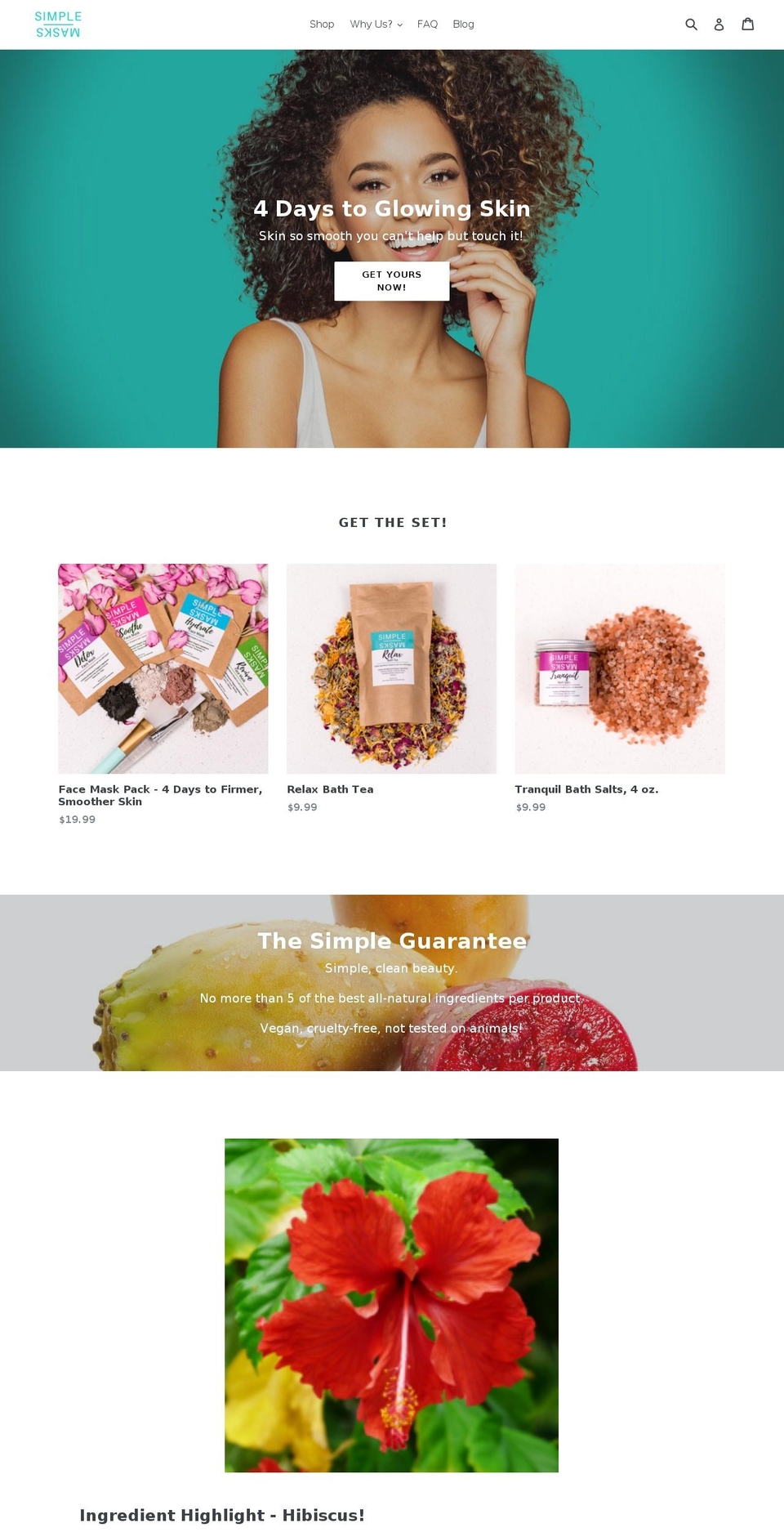 simplemasks.com shopify website screenshot