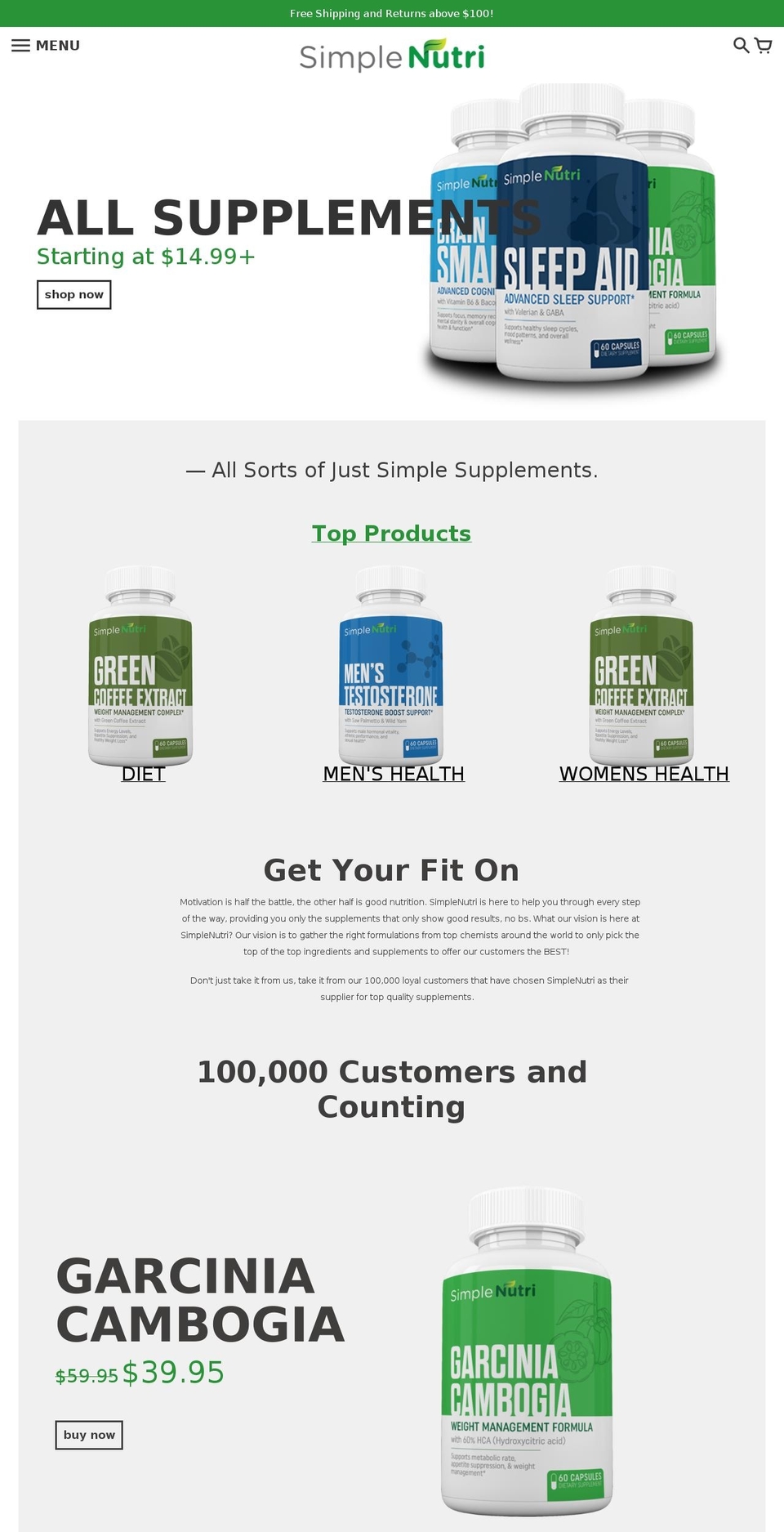 simplenutri.com — Shopify storefront screenshot