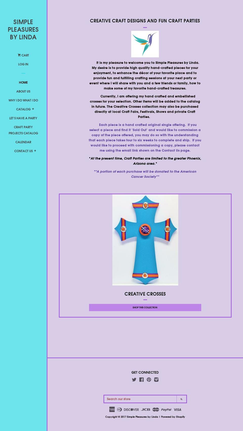 simplepleasuresbylinda.net shopify website screenshot