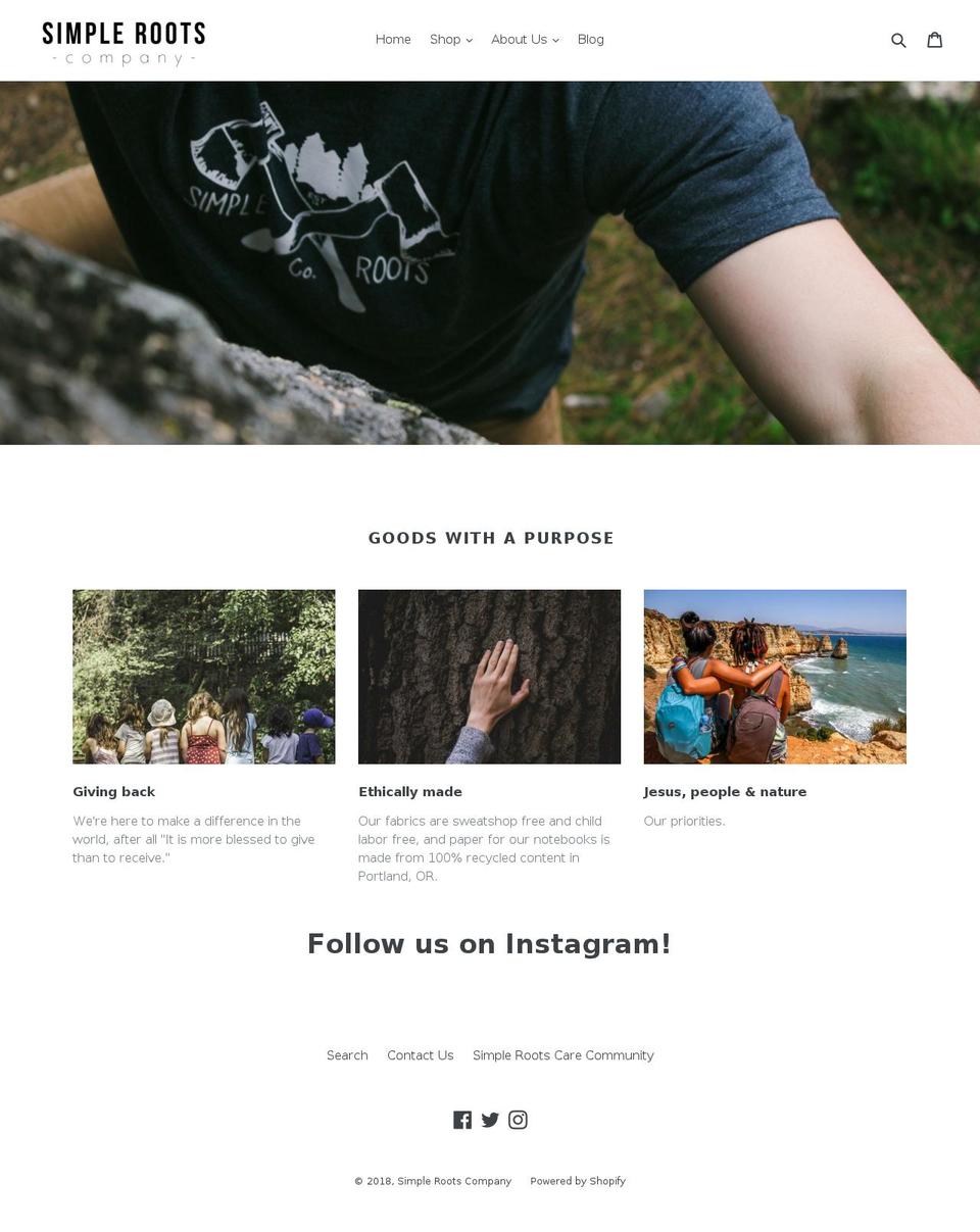 simplerootscompany.com — Shopify storefront screenshot