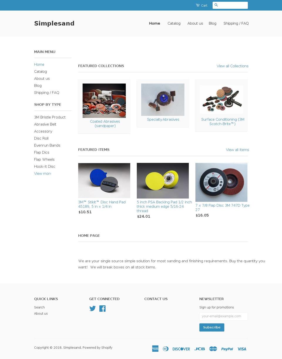 simplesand.com shopify website screenshot
