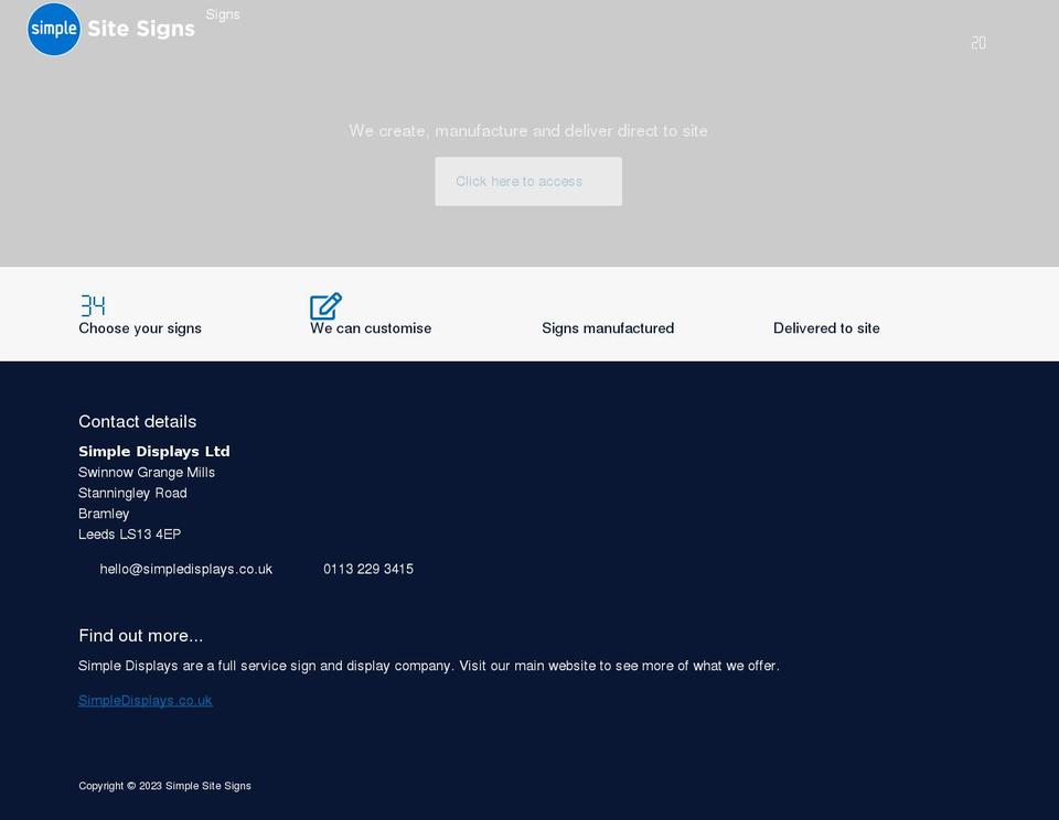 simplesitesigns.com shopify website screenshot