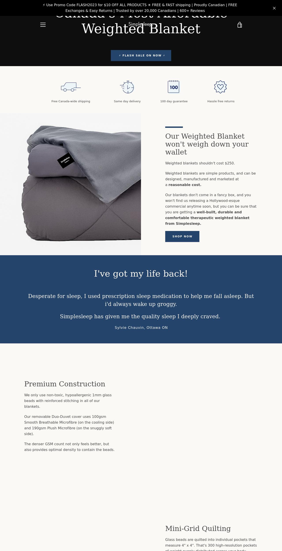 simplesleep.ca shopify website screenshot