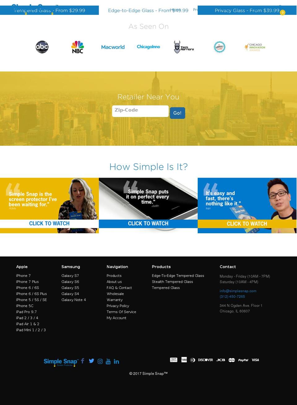 simplesnap.com shopify website screenshot