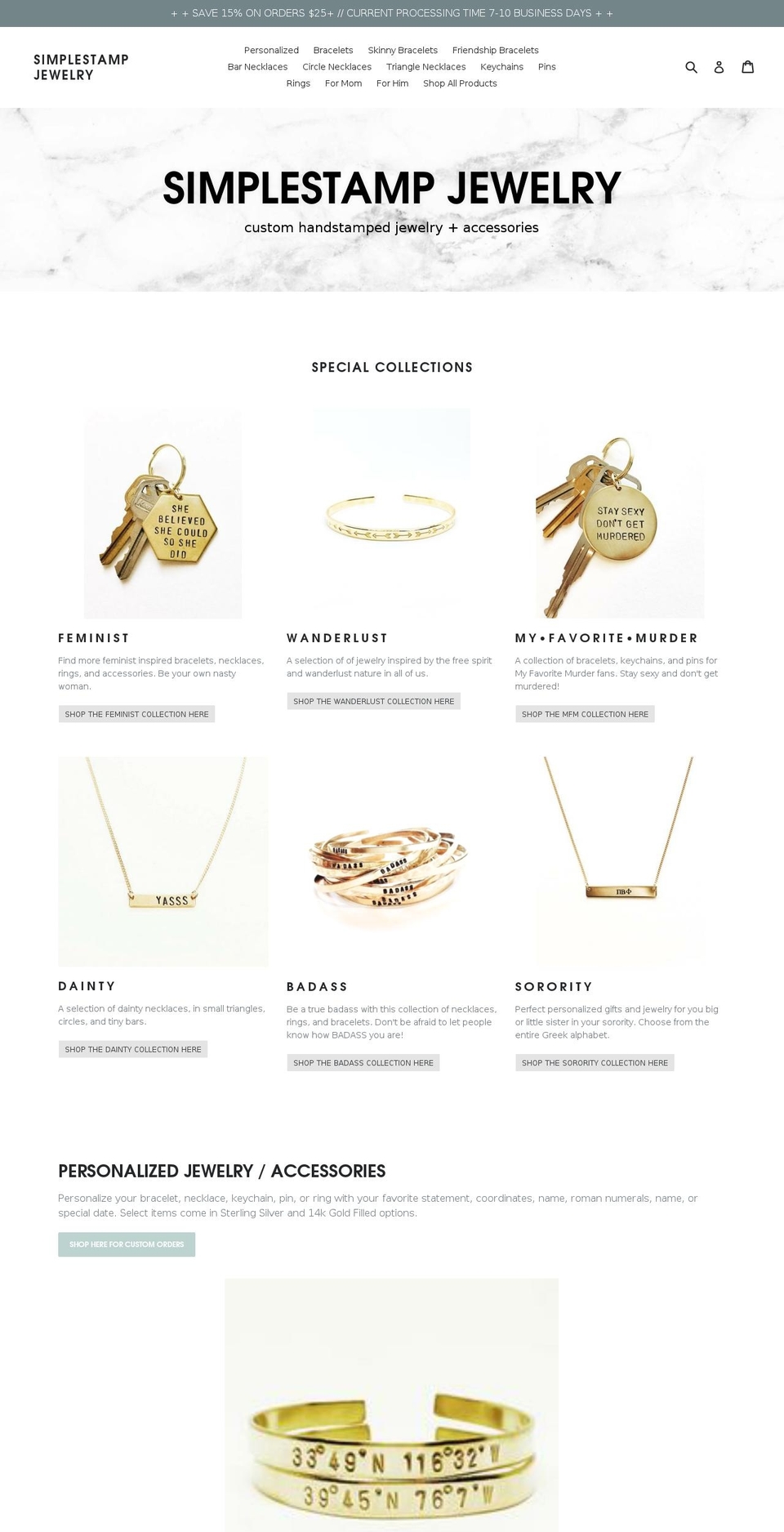 simplestampjewelry.com shopify website screenshot