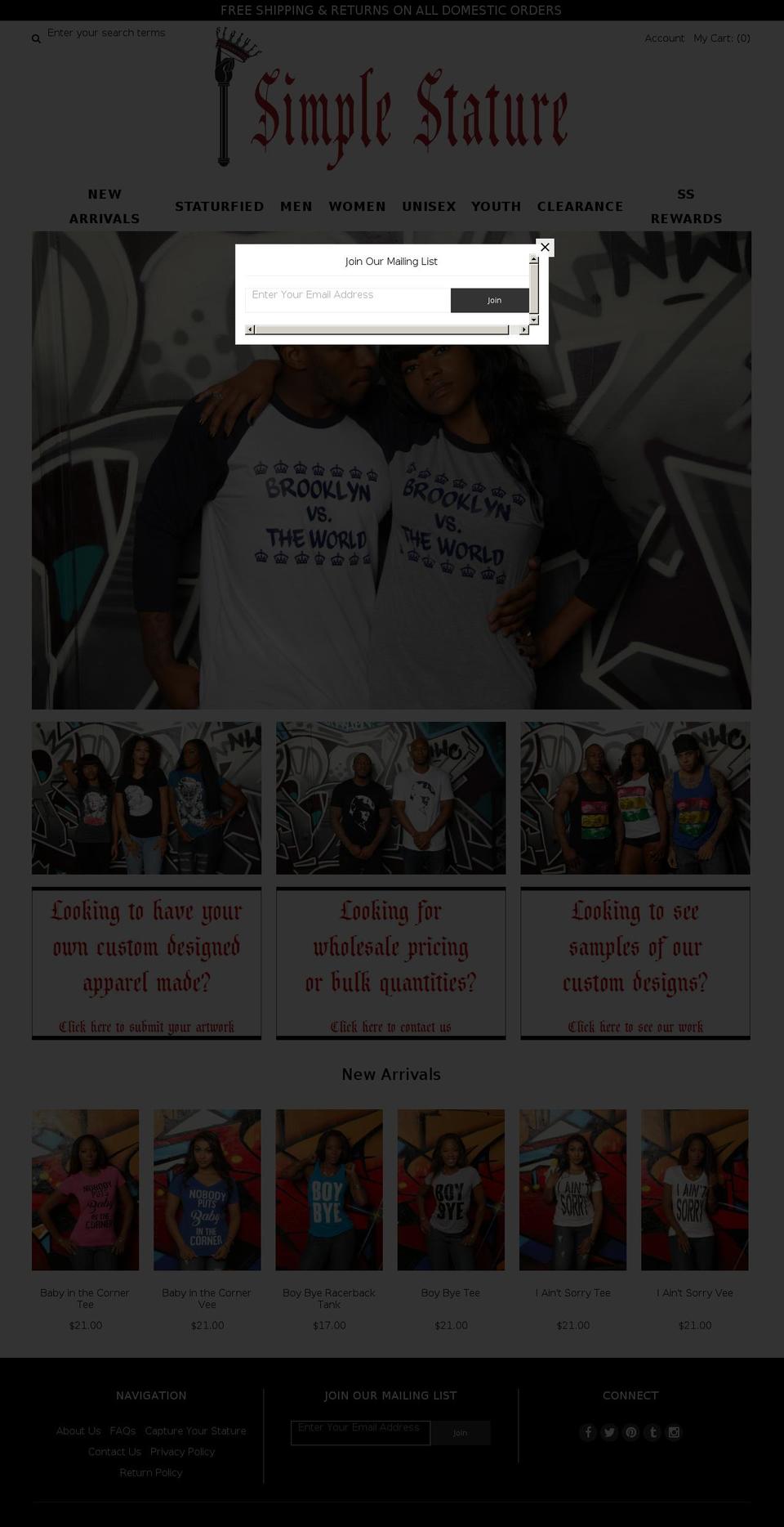 simplestature.com shopify website screenshot
