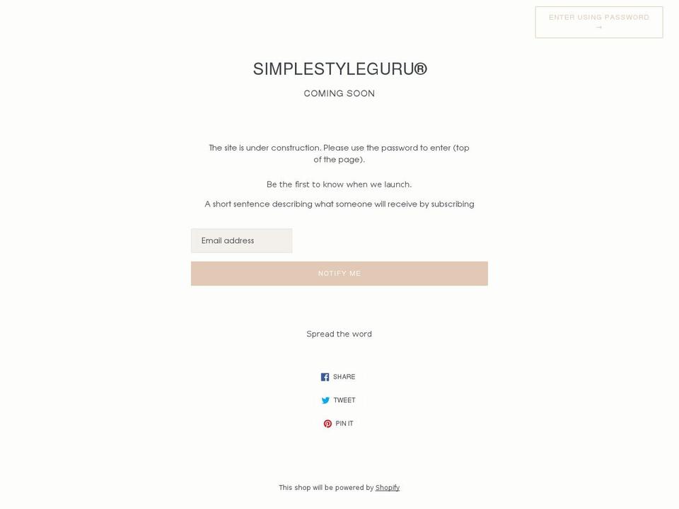 simplestyleguru.com shopify website screenshot