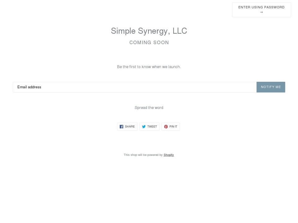 simplesynergy.net shopify website screenshot