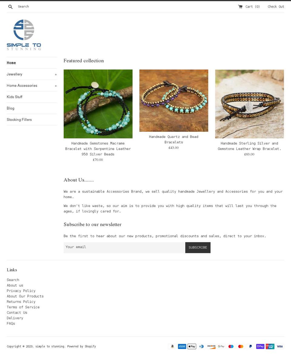 simpletostunning.co.uk shopify website screenshot