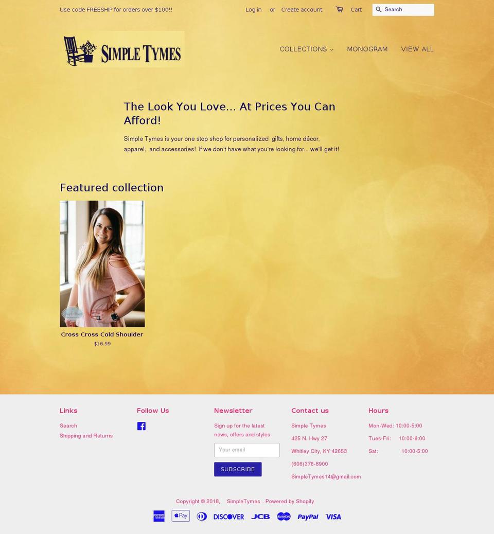 simpletymes.com shopify website screenshot