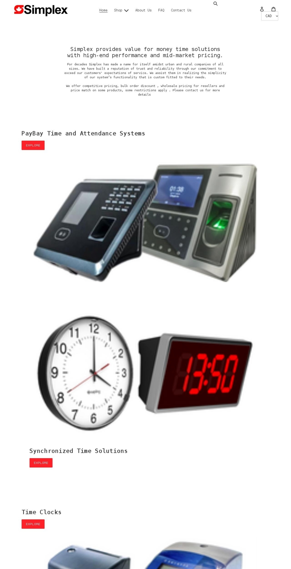 simplextimerecorder.com shopify website screenshot