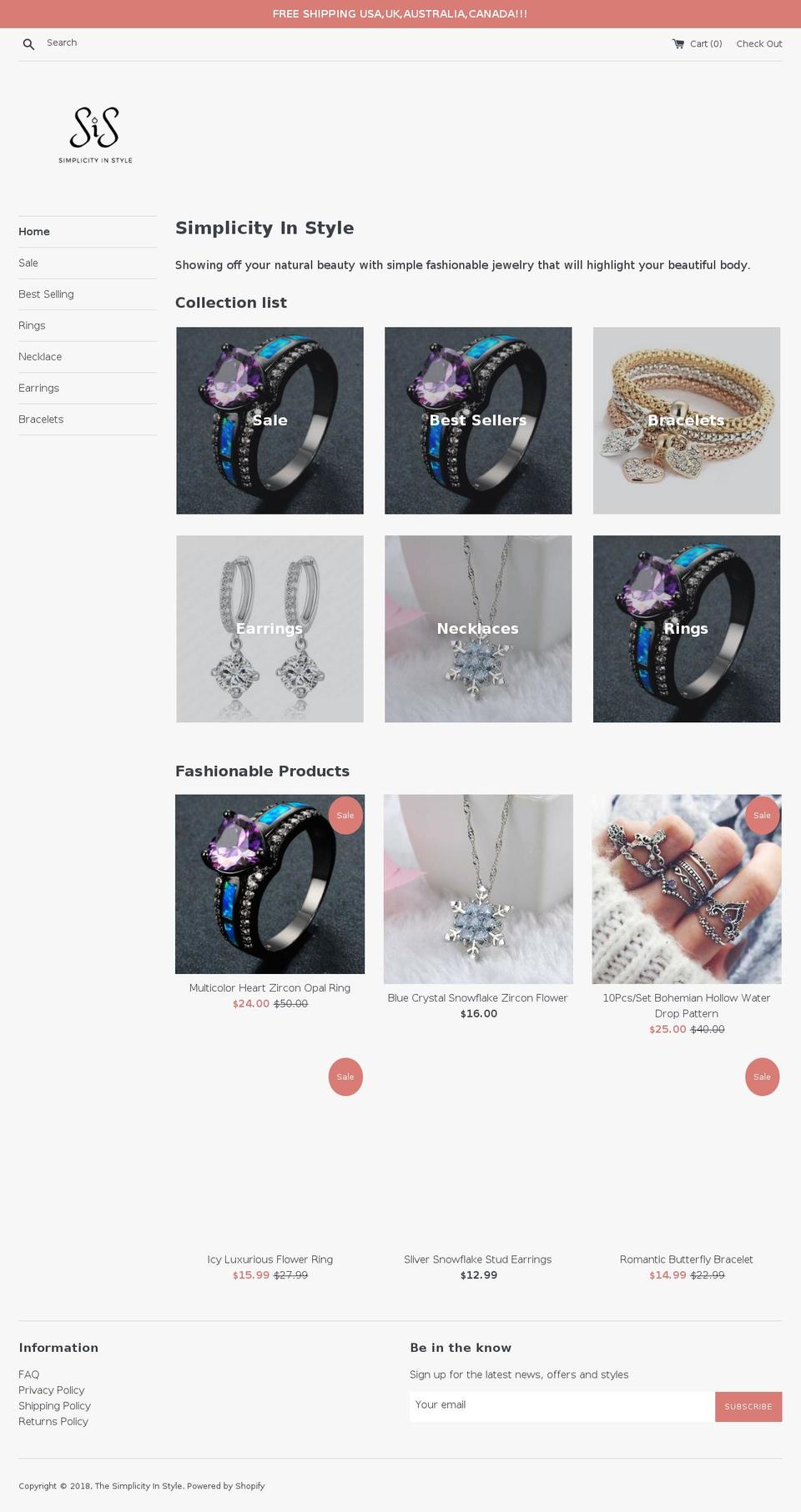 simplicityinstyle.com — Shopify storefront screenshot