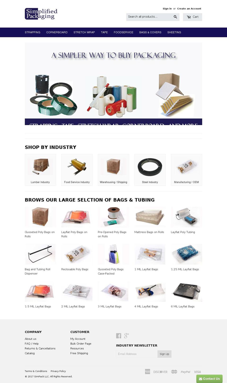 simplifiedpackaging.com shopify website screenshot