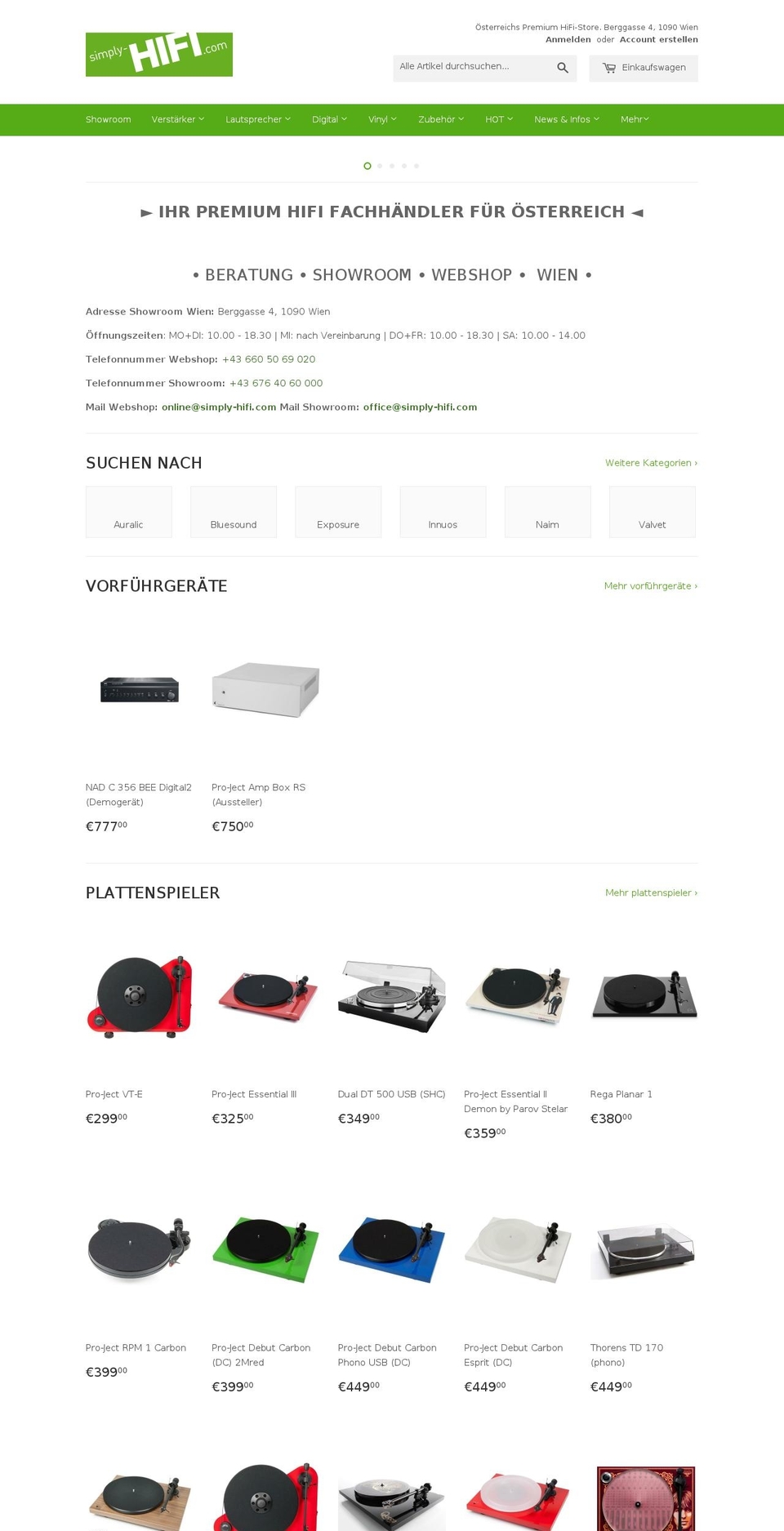 simply-hifi.at shopify website screenshot