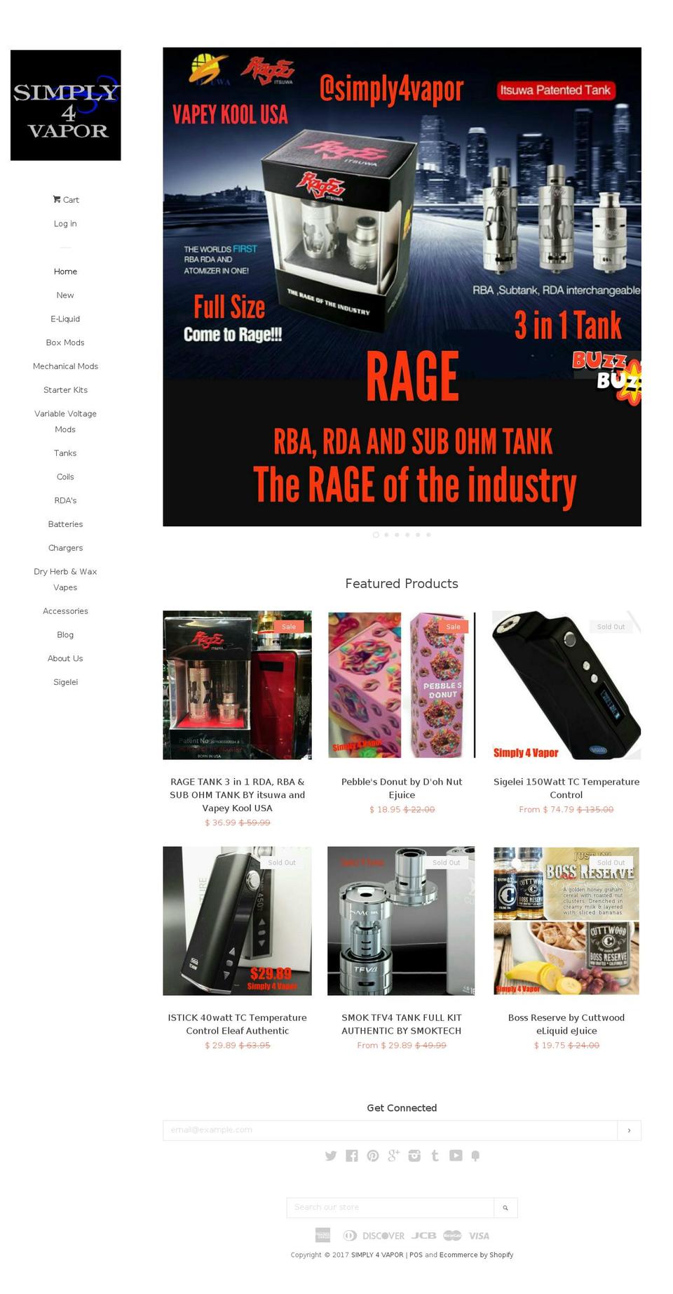 simply4vapor.com shopify website screenshot