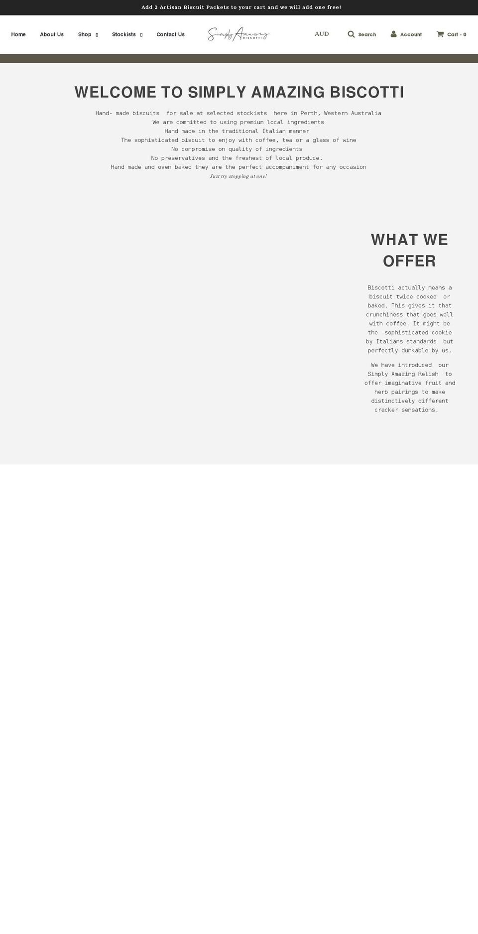 simplyamazingbiscotti.com.au shopify website screenshot