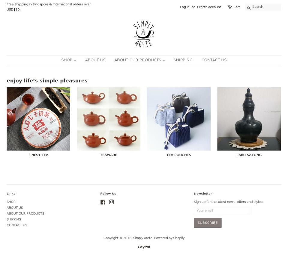 simplyarete.com shopify website screenshot
