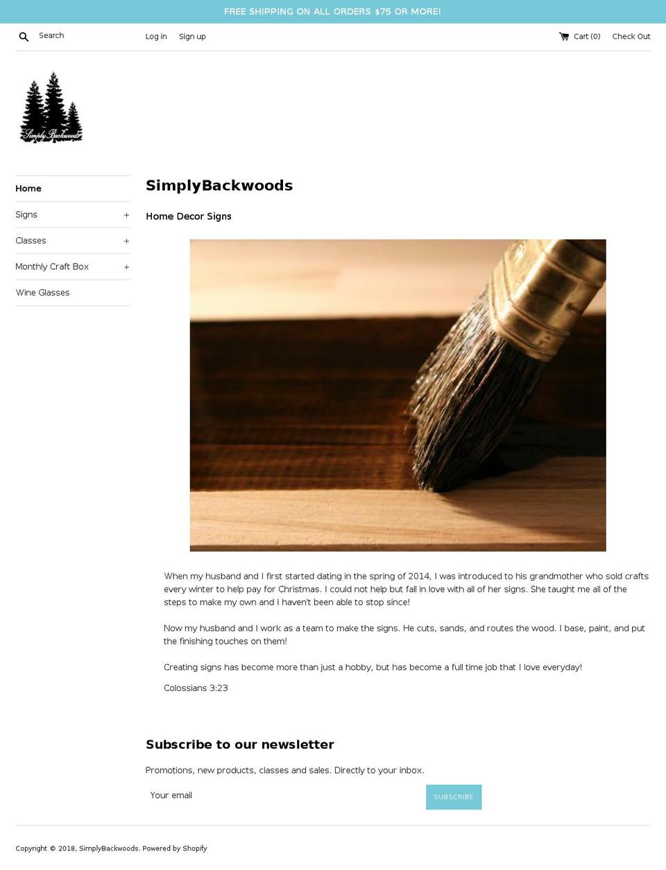 simplybackwoods.com — Shopify storefront screenshot