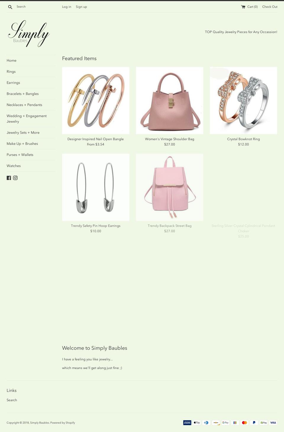 simplybaubles.com — Shopify storefront screenshot