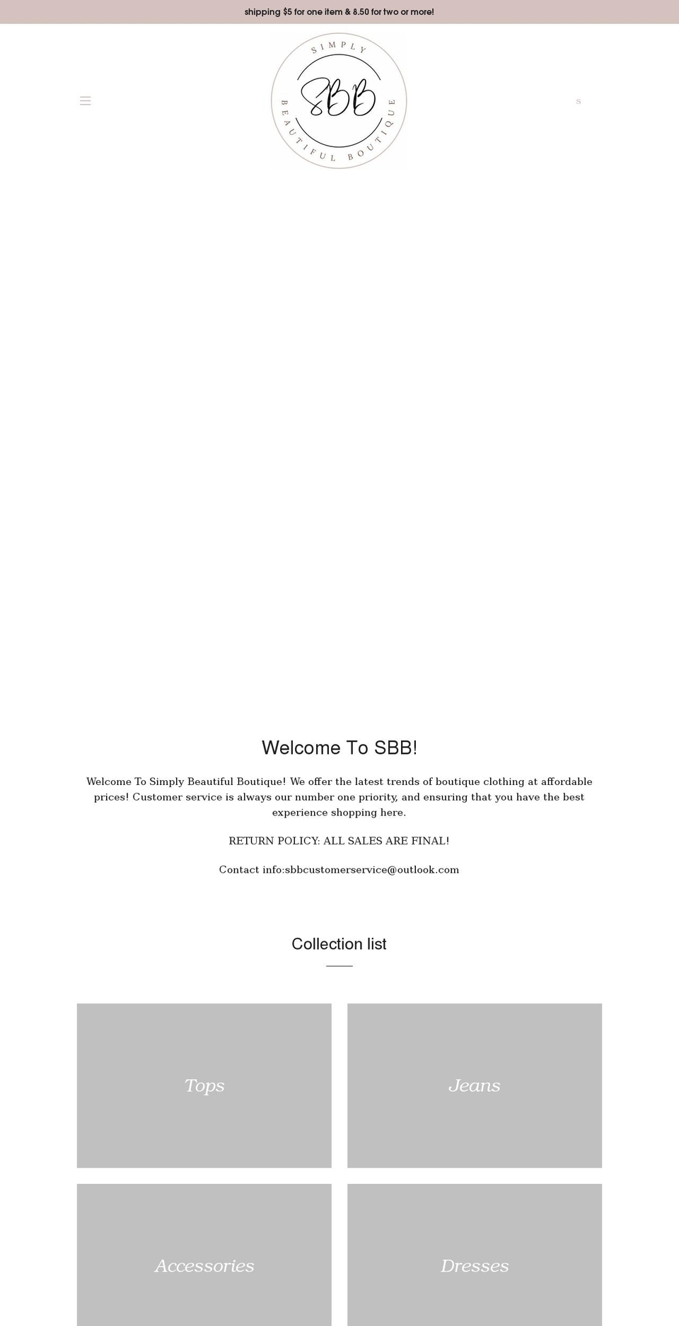 simplybeautifulboutique.net shopify website screenshot