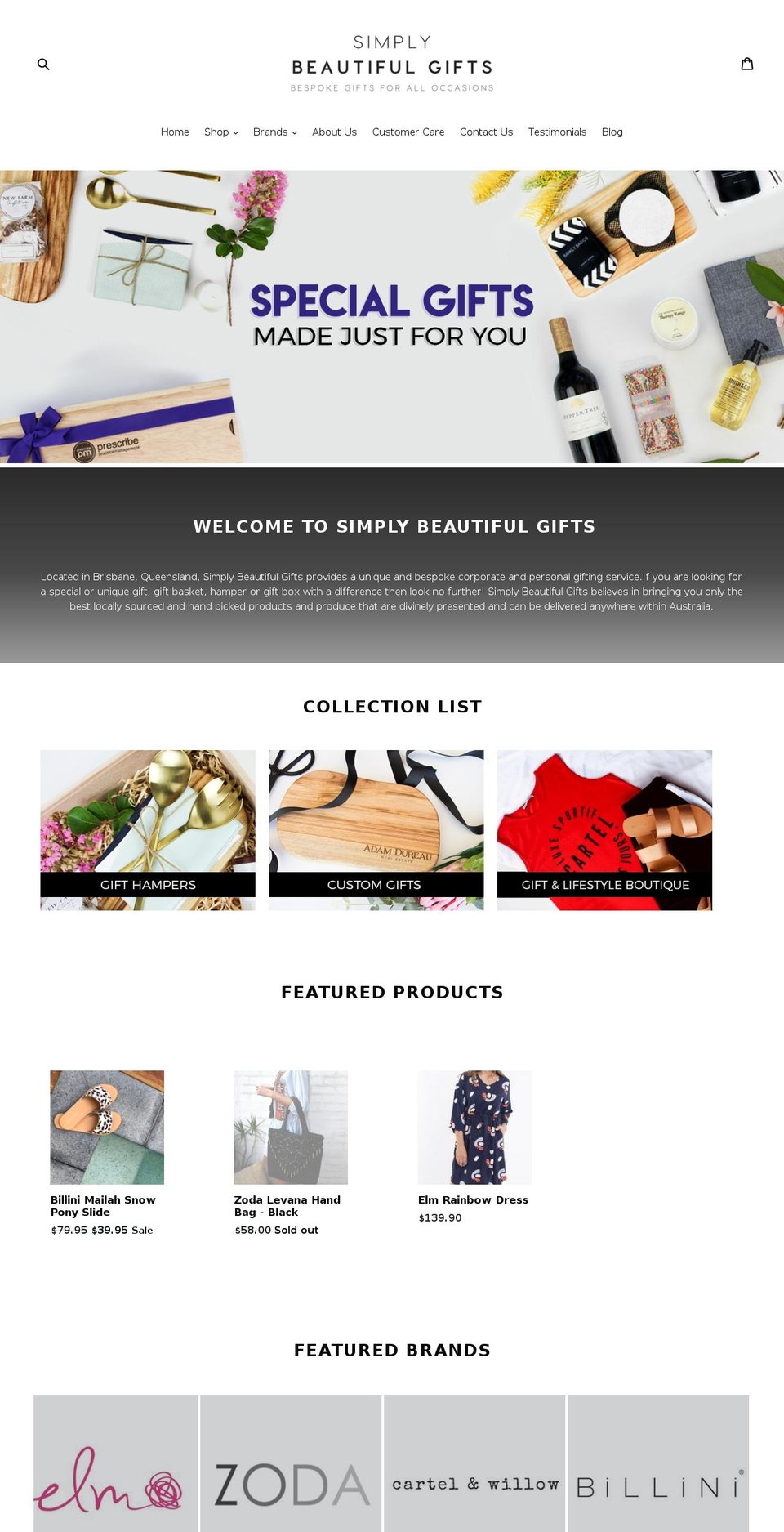 simplybeautifulgifts.com.au shopify website screenshot