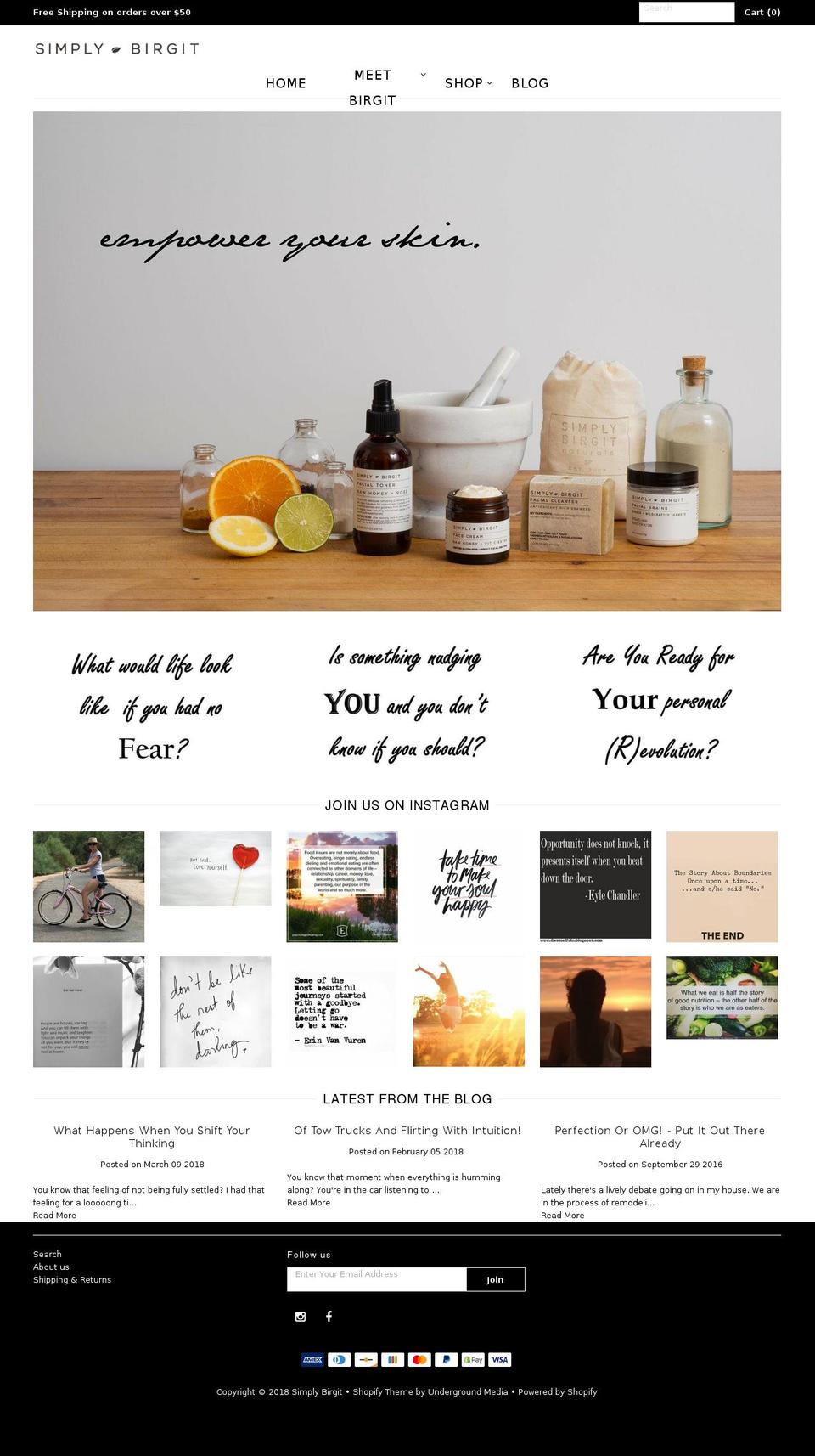 simplybirgit.com — Shopify storefront screenshot