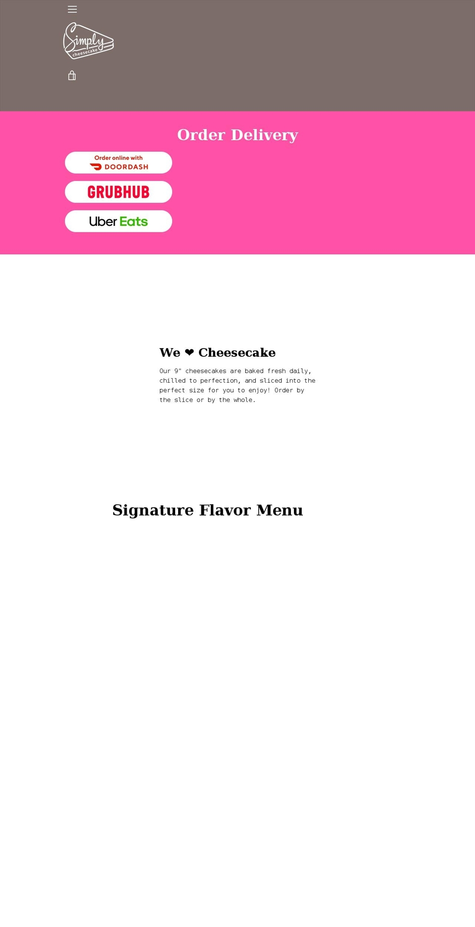 simplycheesecake.co shopify website screenshot