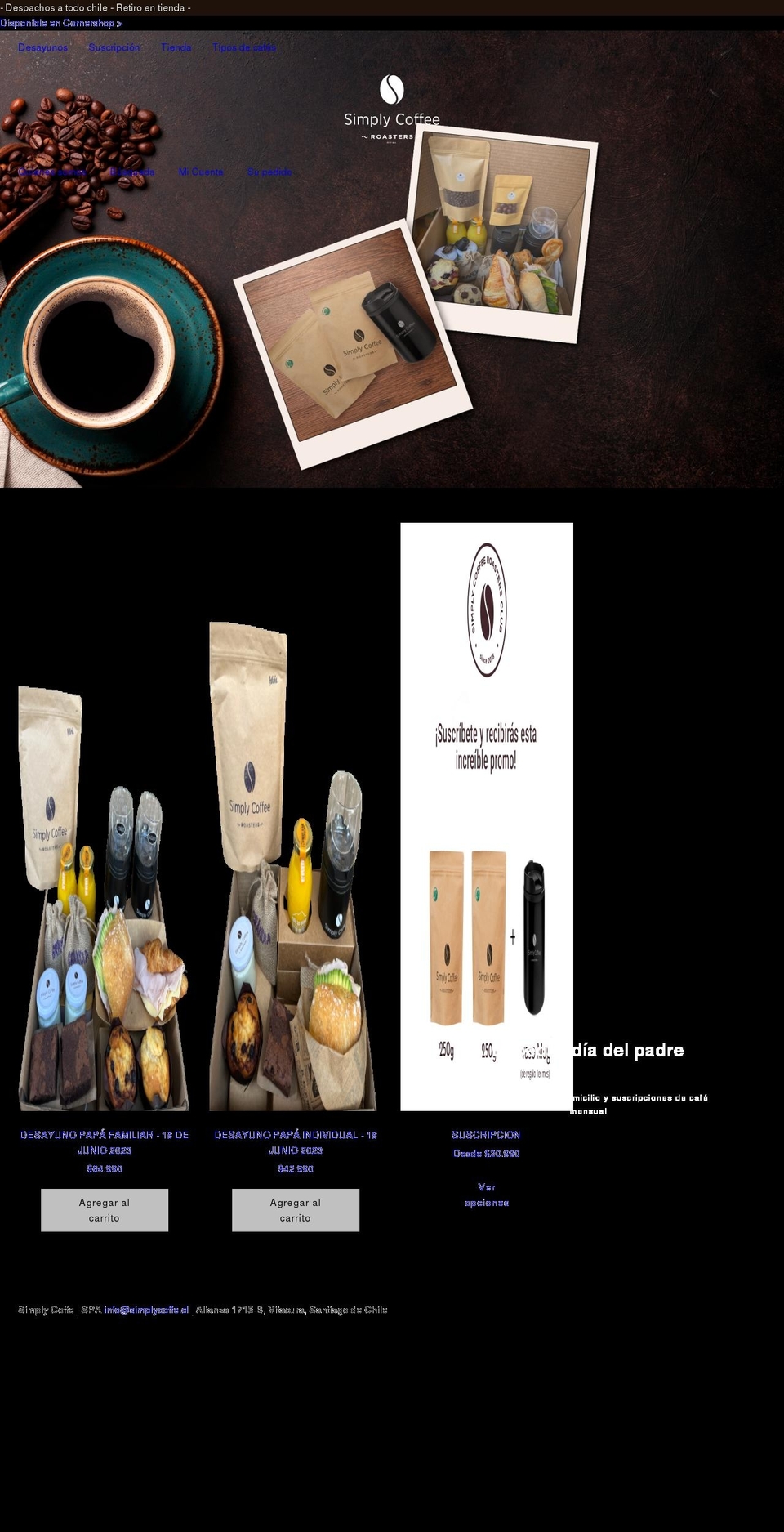 simplycoffee.cl shopify website screenshot