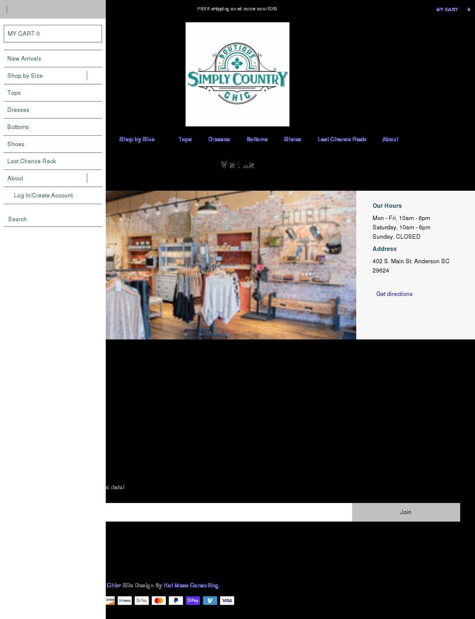 simplycountrychic.com shopify website screenshot